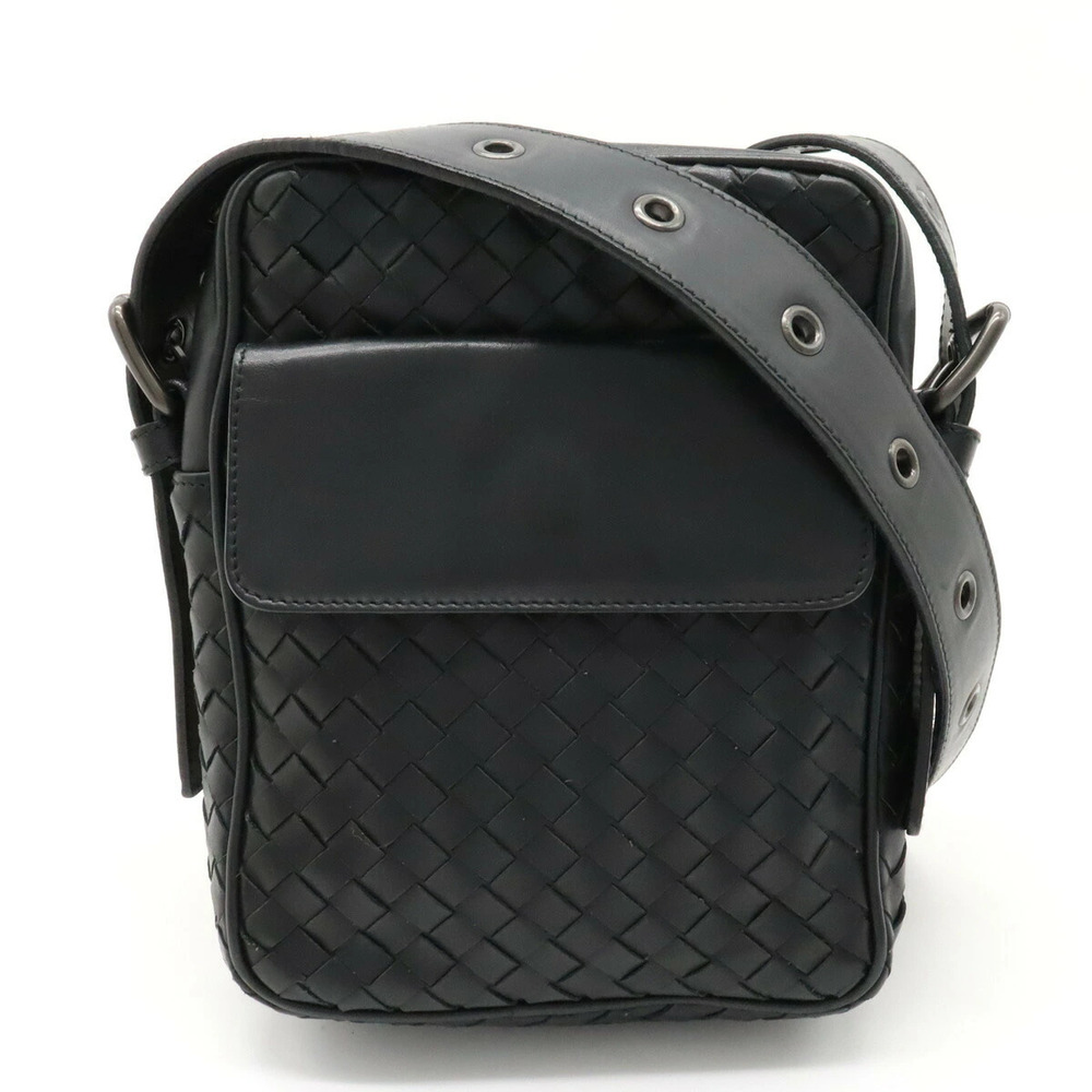 BOTTEGA VENETA Intrecciato Crossbody Bag Leather Black